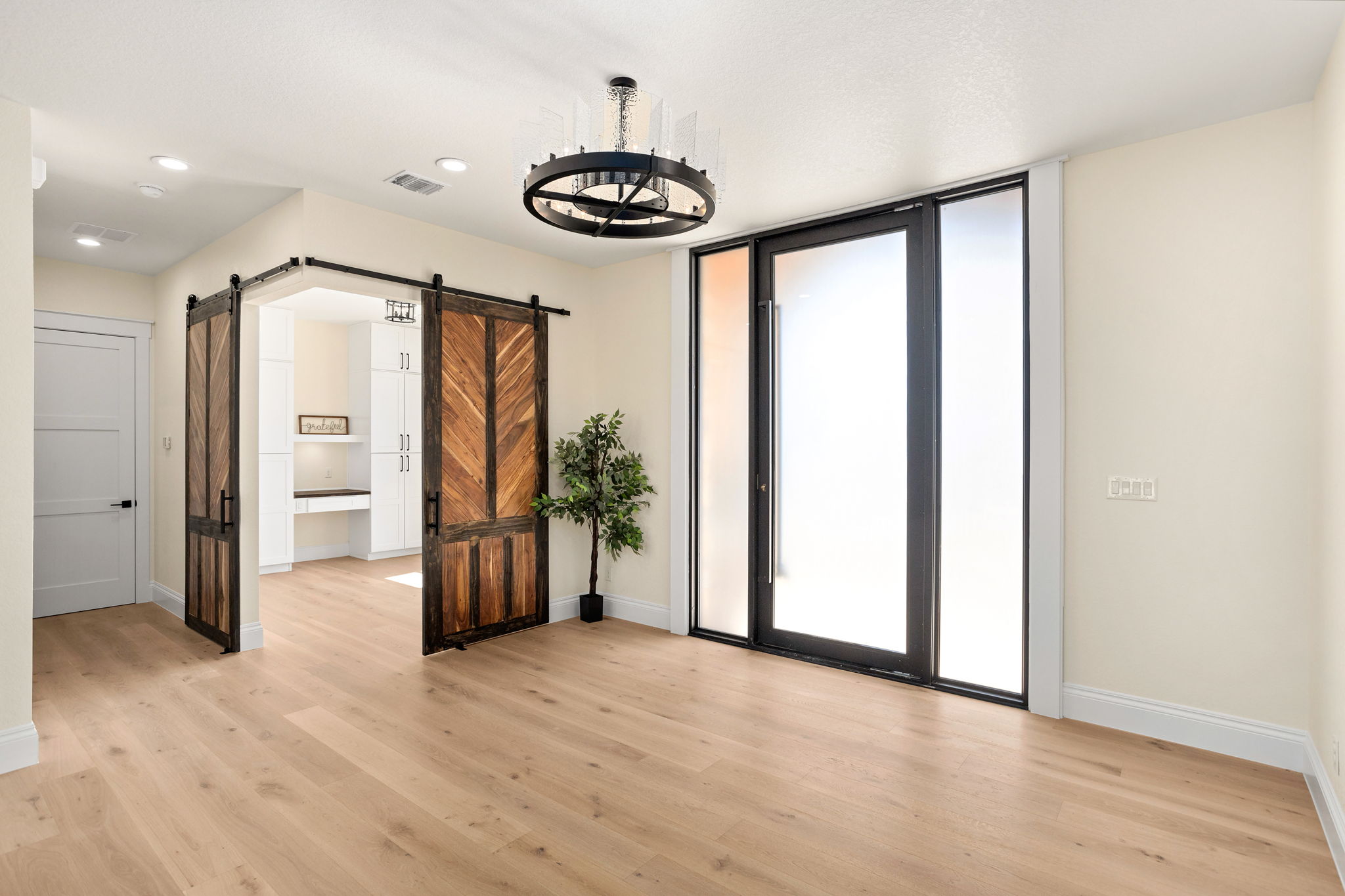 Entry door with frosted glass